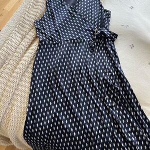 Ivanka Trump Navy and White Patterned Maxi Dress